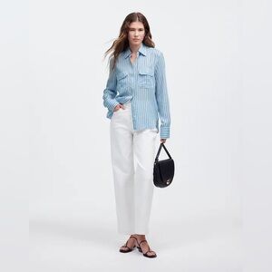 NWT Madewell Striped Utility Button Up Shirt in Waterfall Size 0